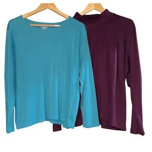 LL Bean Supima Cotton Long Sleeve Top 2 Bundle Women's 2X Soft Casual Outdoor